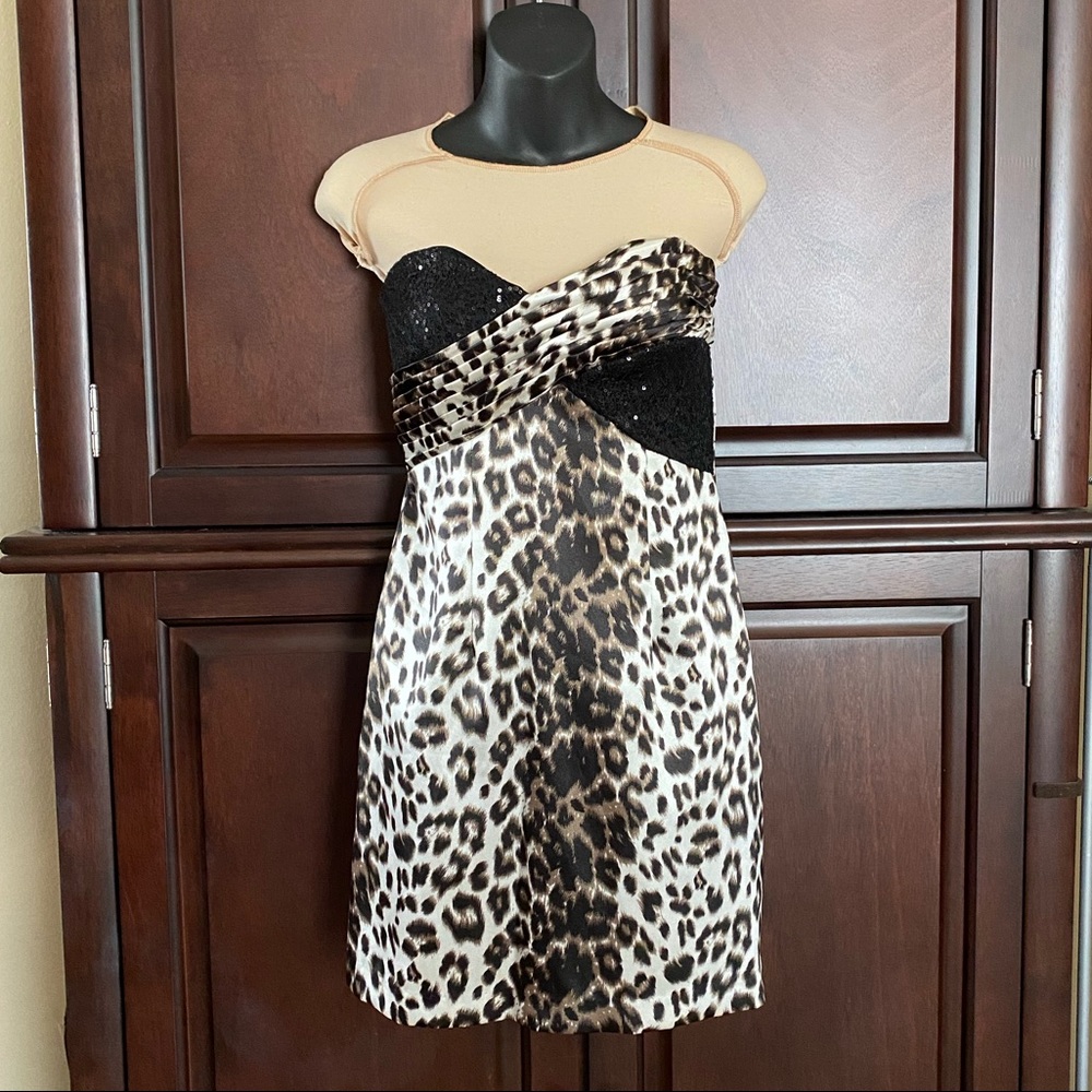 Hailey Logan Animal Print Strapless Dress size 5/6